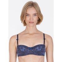 Little Women Women's 'Miriam' Non Wired Fixed Padding Balconette Bra in Blue | Size: 30AA