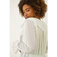 Roman Women's Frill Pleated Peplum Blouse in Ivory | Size: 12