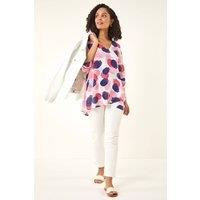 Roman Women's Abstract Wrap Hem Top in Pink | Size: 16