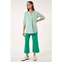 Roman Women's Spot Print Woven Top in Pale Green | Size: 12