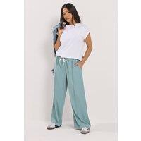 PixieGirl Women's Petite Contrast Waist Wide Leg Trousers in Aqua | Size: 14S