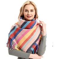 Lovii Women's Women's Striped Winter Scarf with Tassel Detail