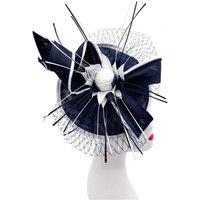 Vellin Women's Elegant Feather & Sinamay Fascinator in Navy