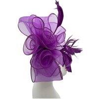 Vellin Women's Elegant Organza Floral Fascinator with Feather Detail in Purple
