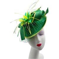 Vellin Women's Elegant Feather & Sinamay Fascinator in Green