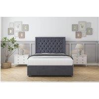 Comfort Beds Rio Plush Divan Set 4 Drawers-26 Headboard in Dark Grey | Size: King