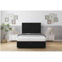 Comfort Beds Florida Plush Divan Set 2 Drawers-26 Headboard-Footboard in Black | Size: Super King