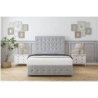 Comfort Beds Florence Plush Divan Set No Drawers-26 Headboard-12 Footboard in Silver | Size: Double
