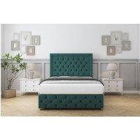 Comfort Beds Winchester Plush Divan Set 2 Drawers-54 Headboard-Footboard in Emerald | Size: Small Double