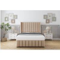 Comfort Beds Serena Plush Divan With Mattress No Drawers-54 Wingback-Footboard in Stone | Size: Small Single