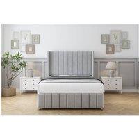 Comfort Beds Serena Plush Divan Set No Drawers-54 Wingback-Footboard in Silver | Size: Small Single
