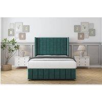 Comfort Beds Serena Plush Divan With Mattress 2 Drawers Foot-End -54 Wingback-Footboard in Emerald | Size: Double
