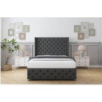 Comfort Beds Emily Dumfries Divan With Mattress No Drawers-54 Wingback-Footboard in Dark Grey | Size: Single