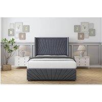 Comfort Beds Sunrise Plush Divan With Mattress No Drawers-54 Wingback-Footboard in Dark Grey | Size: Small Single
