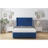 Comfort Beds Ayla Plush Divan Set No Drawers-54 Wingback-Footboard in Navy | Size: King