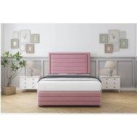 Comfort Beds Anna Plush Divan Set No Drawers-26 Headboard-Footboard in Pink | Size: Small Double