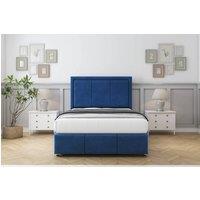 Comfort Beds Savoy Plush Divan Set 2 Drawers-26 Headboard-Footboard in Navy | Size: Single
