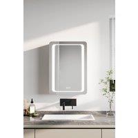 H&O Direct Smart Rectangle Wall Mounted LED Bathroom Mirror Cabinet in Silver