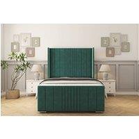 Sloomy Hargrave Plush Frame-Mattress - 50 Upholstered Wingback Headboard in Emerald | Size: Super King