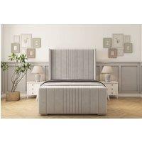 Sloomy Hargrave Plush Frame-Mattress - 50 Upholstered Wingback Headboard in Silver | Size: Super King
