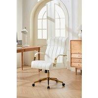 Living and Home White Ergonomic High Back Office Chair with Casters