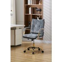 Living and Home Chenille Upholstered Office Chair in Dark Blue