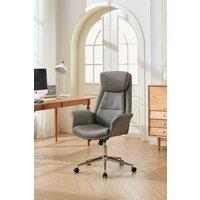 Living and Home Adjustable High Back PU Office Chair with Armrests in Grey