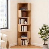 Living and Home 6-Tier Wooden Corner Storage Shelf in Light Oak