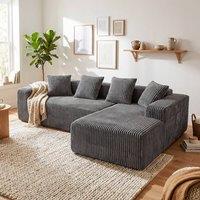 Dprodo 261CM Modular Right L-Shaped Sectional Sofa, 4 Seater Corner Sofa in Grey