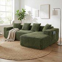 Dprodo 261CM Modular Right L-Shaped Sectional Sofa, 4 Seater Corner Sofa in Green