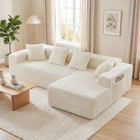 Dprodo 261CM Modular Right L-Shaped Sectional Sofa, 4 Seater Corner Sofa in Beige
