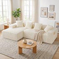 Dprodo 261CM Modular Left L-Shaped Sectional Sofa, 4 Seater Corner Sofa in Beige