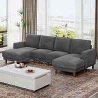 Dprodo 269cm U-Shaped Sectional Sofa in Grey