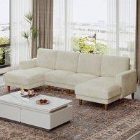 Dprodo 269cm U-Shaped Sectional Sofa in Beige