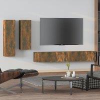 Berkfield Home 4 Piece TV Cabinet Set Smoked Oak Engineered Wood in Brown