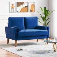 Dprodo 121CM Velvet Love Seat Couch with 2 Pillows in Blue | Size: 1 Pack