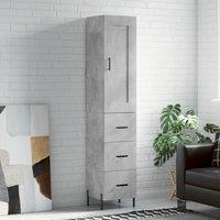 Berkfield Home Highboard Concrete Grey 34.5x34x180 cm Engineered Wood
