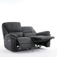 FURNITURE ONE Manual Reclining Leathaire Sofa Suite, Dark Gray - 2 Seater in Grey