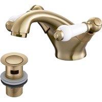 BATHWEST Bathroom Sink Tap with Drain Bathroom Tap with Waste in Silver