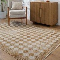 Livabliss Galey Alix Myrtle Avenue-Geometric Brown Green Ivory Diamond Fringe Living Rug | Size: 140 cm x 200 cm