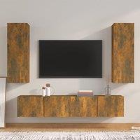 Berkfield Home 4 Piece TV Cabinet Set Smoked Oak Engineered Wood in Brown
