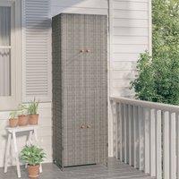 Berkfield Home Garden Storage Cabinet Grey 59x40x180 cm Poly Rattan | Size: 59 x 40 x 180 cm