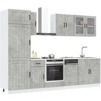 Berkfield Home 8 Piece Kitchen Cabinet Set Kalmar Concrete Grey Engineered Wood