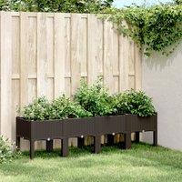 Berkfield Home Garden Planter with Legs Brown 160x40x42 cm PP | Size: 160 x 40 x 42 cm