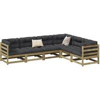 Berkfield Home 6 Piece Garden Sofa Set Impregnated Wood Pine in Brown