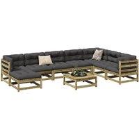 Berkfield Home 9 Piece Garden Sofa Set Impregnated Wood Pine in Brown