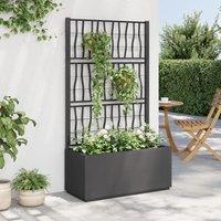 Berkfield Home Garden Planter with Trellis Dark Grey 80x36x140 cm PP | Size: 80 x 36 x 140 cm