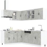 Berkfield Home 11 Piece Kitchen Cabinet Set Kalmar Concrete Grey Engineered Wood