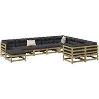 Berkfield Home 10 Piece Garden Sofa Set Impregnated WoodPine in Brown