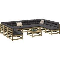 Berkfield Home 10 Piece Garden Sofa Set Impregnated WoodPine in Brown